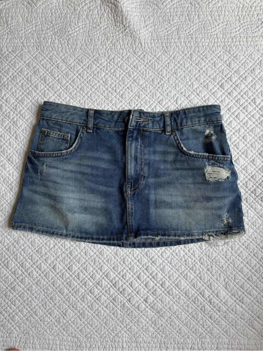 BDG Blue Distressed Denim Mini Skirt